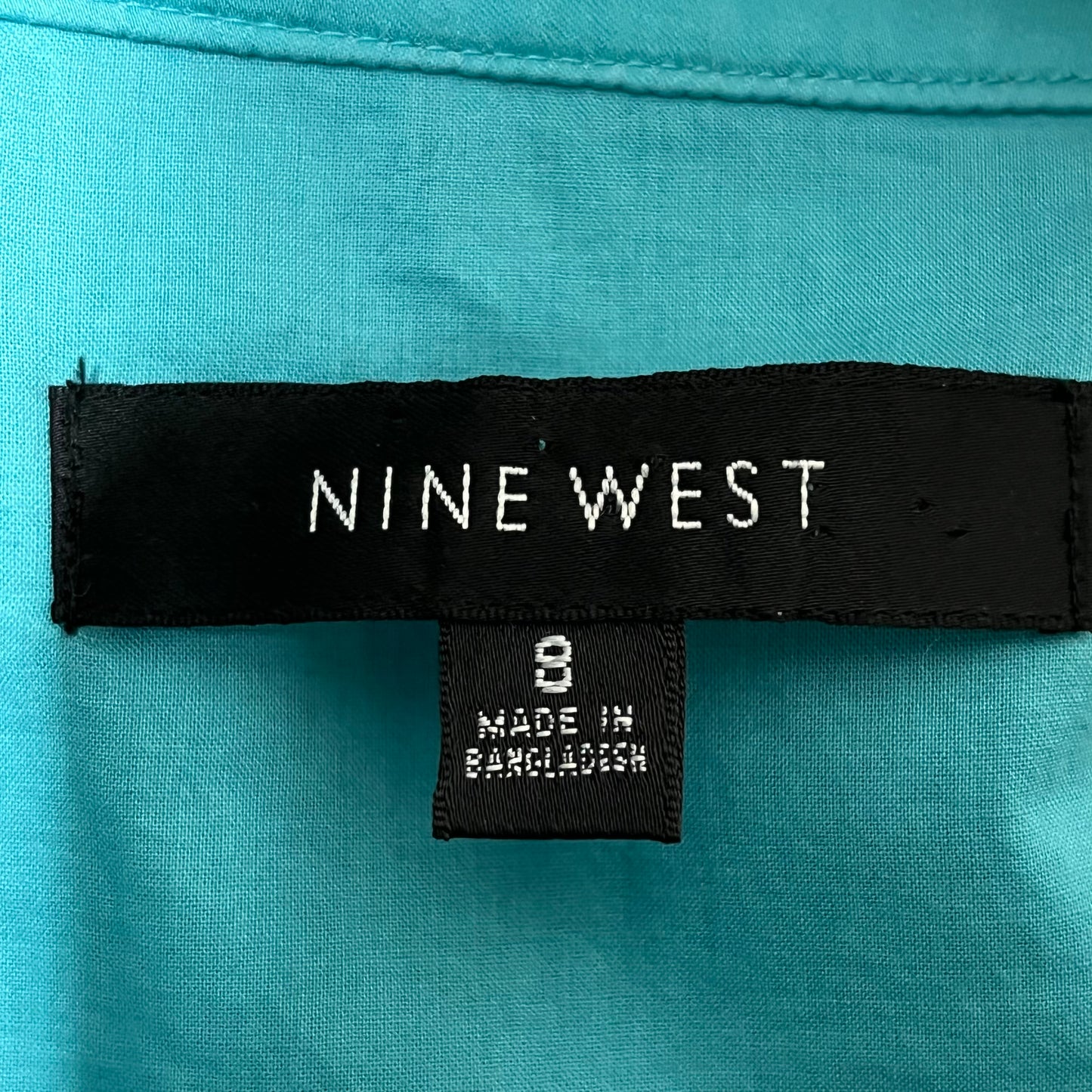 Vintage Inspired Nine West Turquoise Cotton Snap Front Dress Sz-8