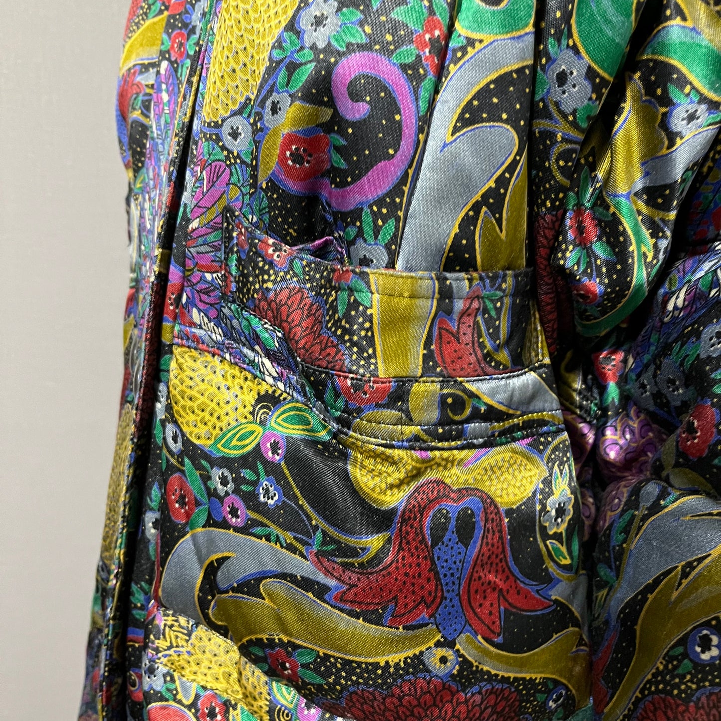 Vintage Bill Blass Paisley Peacock Feather Down Winter Coat Sz-Medium