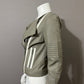 BB Dakota Taupe/White Asymmetrical Leather Jacket Sz-Small
