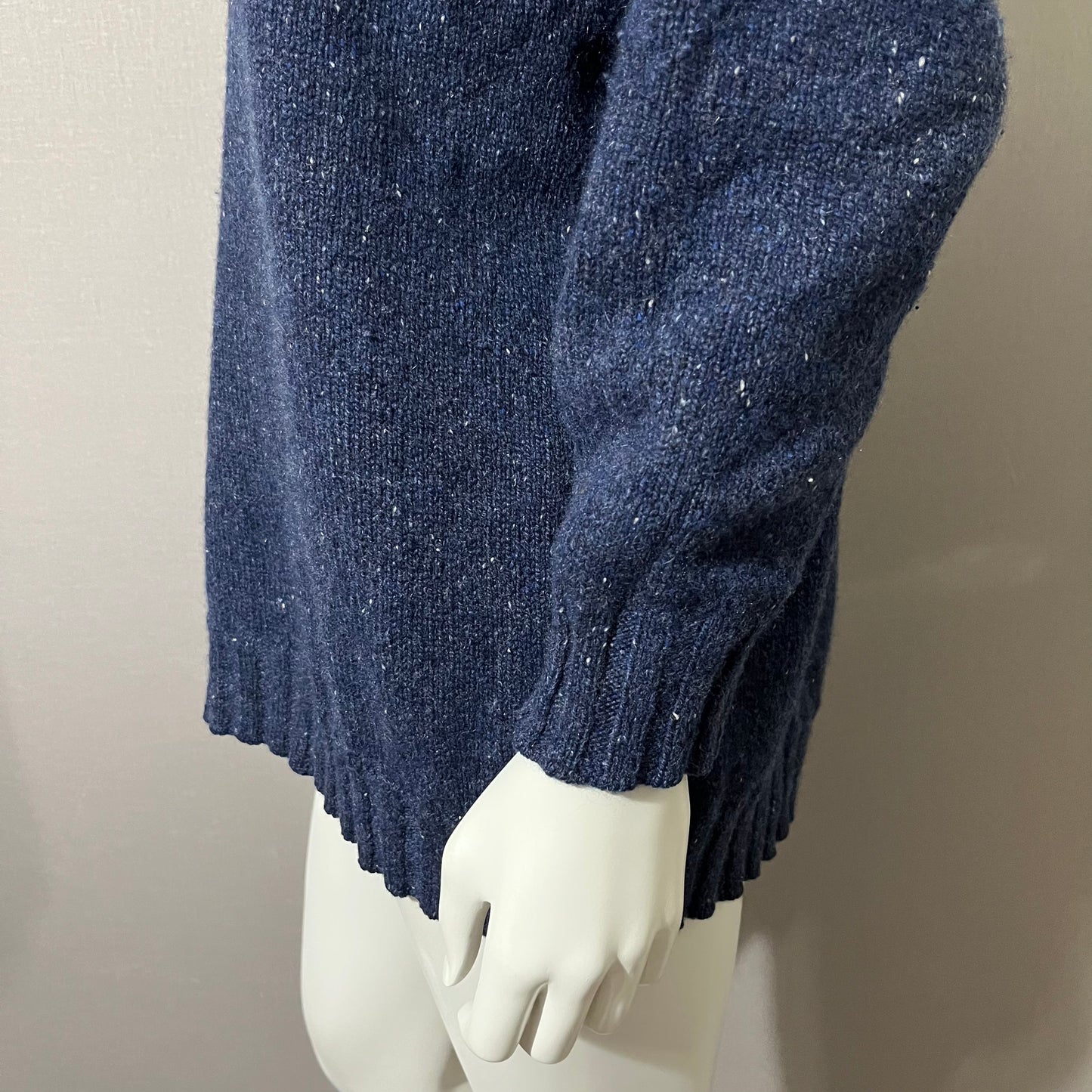 Johnstons Cashmere Blue Marled Chunky Turtleneck Sweater Sz-Lg-XL