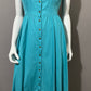 Vintage Inspired Nine West Turquoise Cotton Snap Front Dress Sz-8
