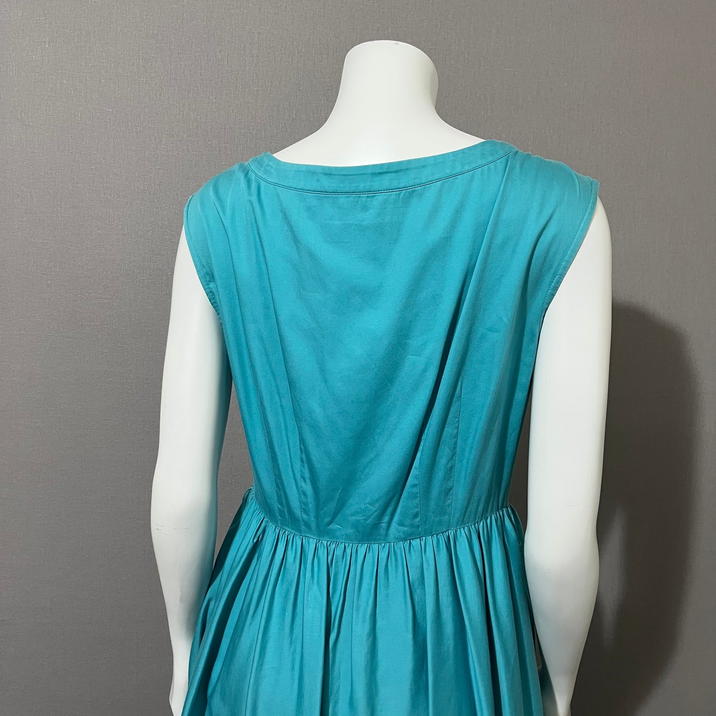 Vintage Inspired Nine West Turquoise Cotton Snap Front Dress Sz-8