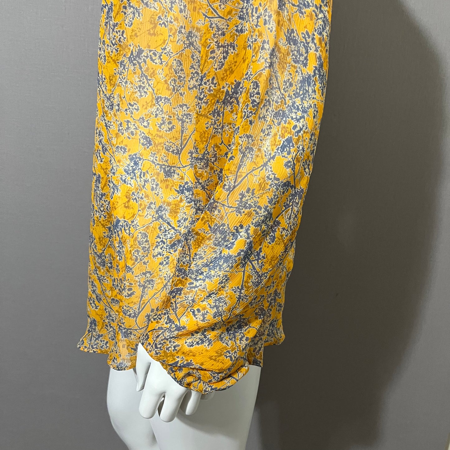 Sundance Yellow | Blue Floral Silk Botton Up Blouse Sz-Large