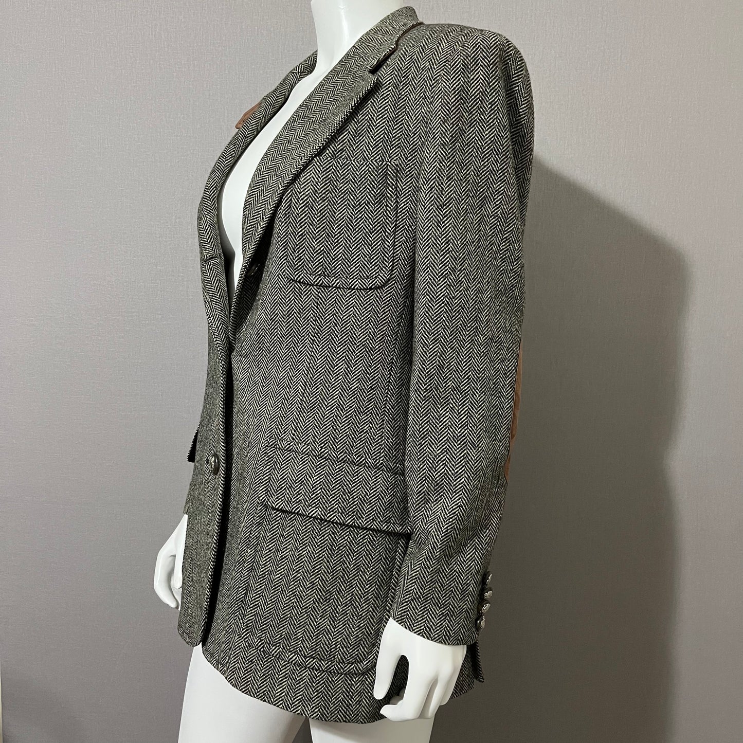 Lauren Ralph Lauren Equestrian Chic Herringbone Tweed Blazer Sz-12