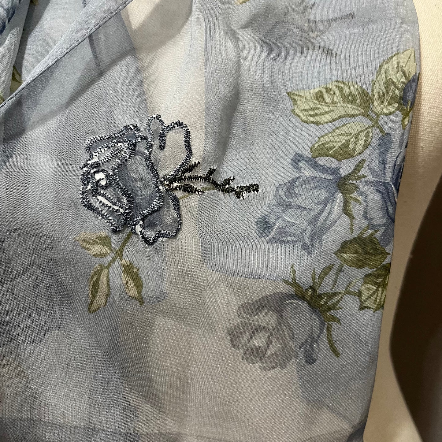 Lauren Ralph Lauren Light Blue Floral Silk Scarf