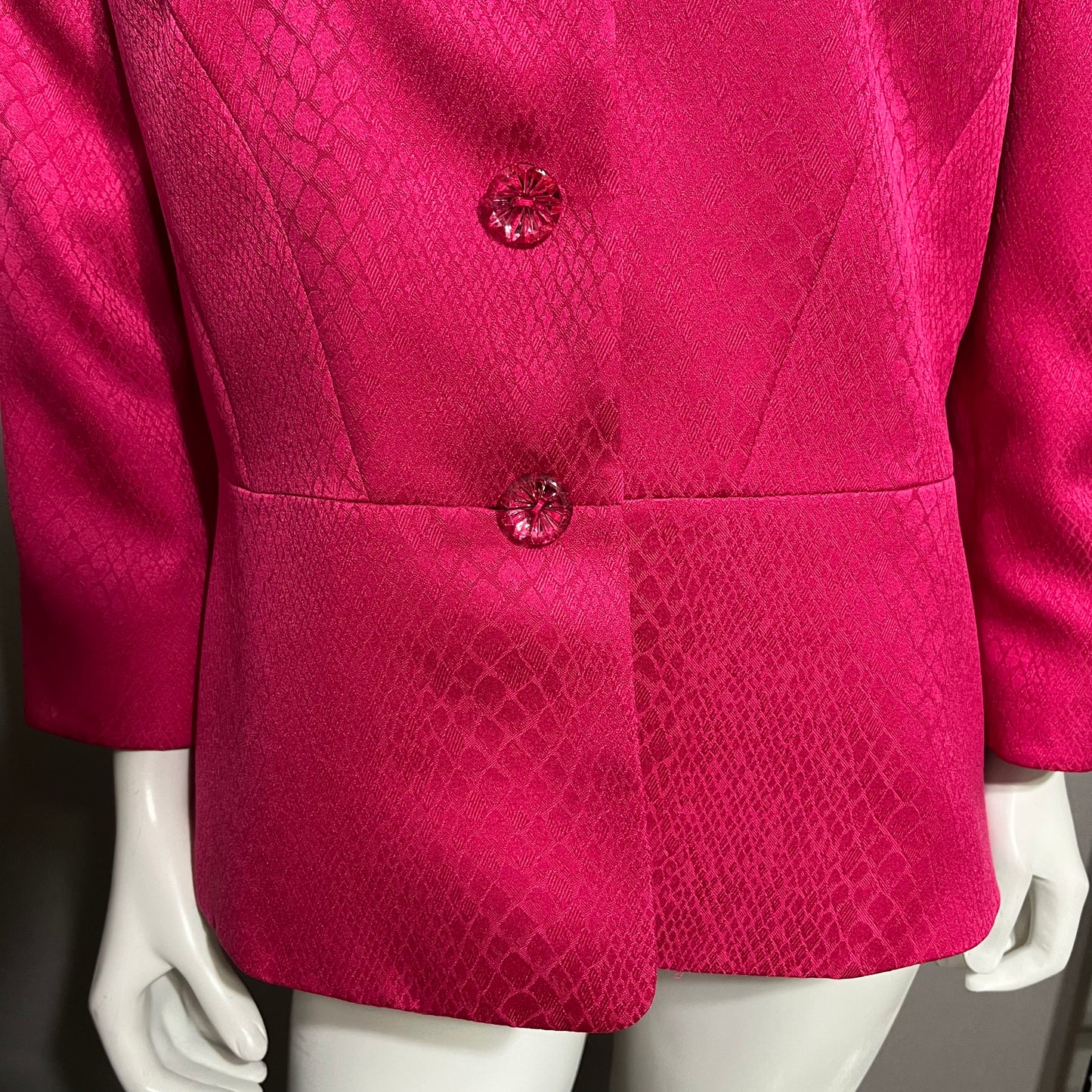 Le Suit Pink Textured Blazer Jacket Sz-18