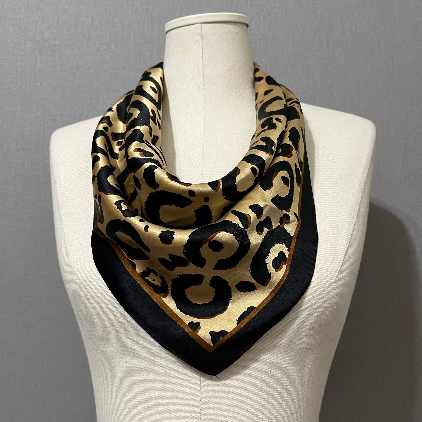 Coach Brown/ Black 100% Silk Cheetah Print Scarf