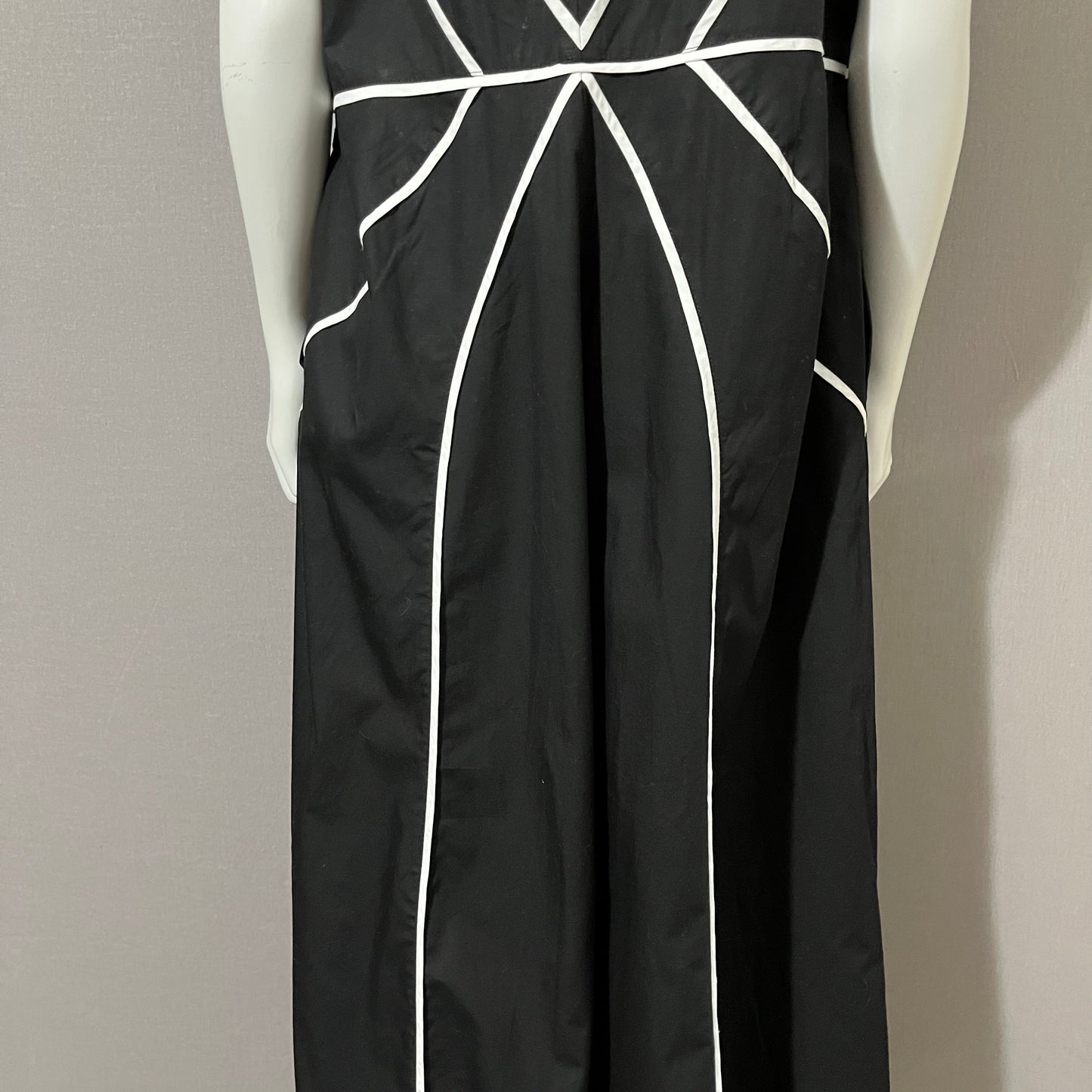 Eshakti Bkack Cotton With Geometric Lines Dress Sz- 18W