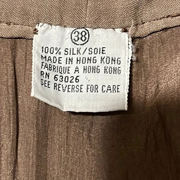 Taupe Silk High Waisted Lightweight Trouser Pants Sz- XL