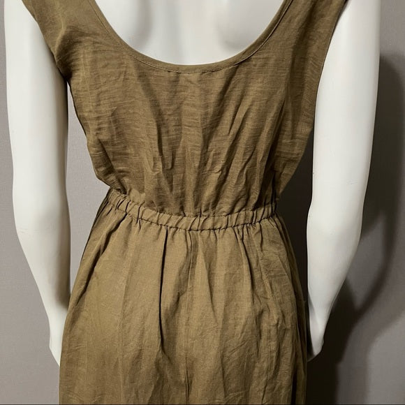World Market Olive Green Linen/Cotton Wide Leg Jumpsuit Sz-Lg-XL