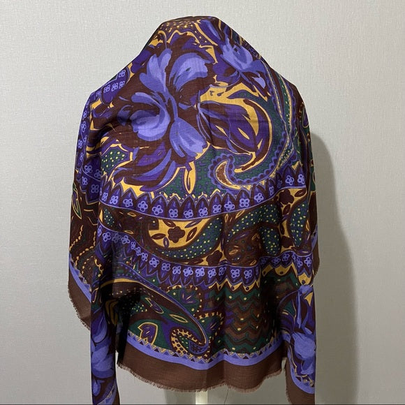 Christian Dior Paisley Floral Pure Wool Scarf OS