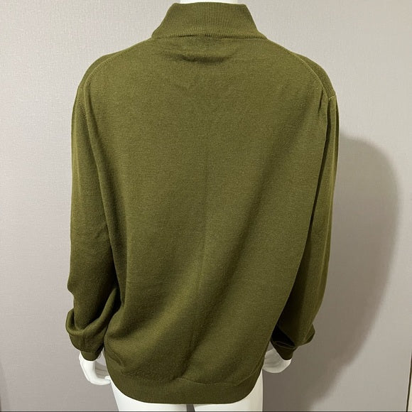 Saks Fith Avenue Green 100% Virgin Wool Men’s Sweater Sz-Large