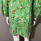 Amaya Green Floral Silk Print Tunic Top with Beads & Embroidered Sz Medium
