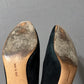 Salvatore Ferragamo Black Suede Leather Kitten Heel Sz-6 1/2 B