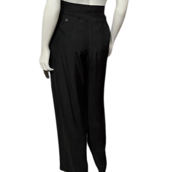 Black 100% Silk High Waisted Light Weight Pants Sz- XL