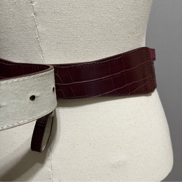 Burgundy Triple Layer Leather Lining Belt Sz-Small/Medium