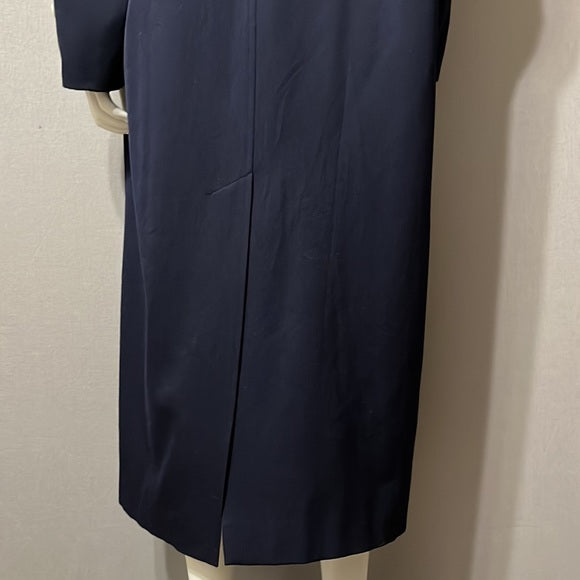 Sanyo Navy Long 100% Wool Trench Coat Sz-10