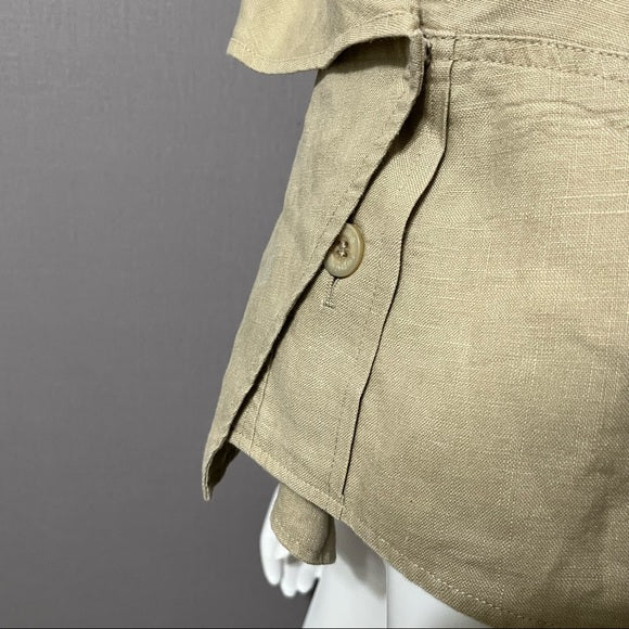 For The Republic Tan 100% Linen Jacket Sz-10