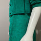 Vintage Cedars Green 2 Pc Suede Leather Skirt Suit Set Sz-Medium/Large
