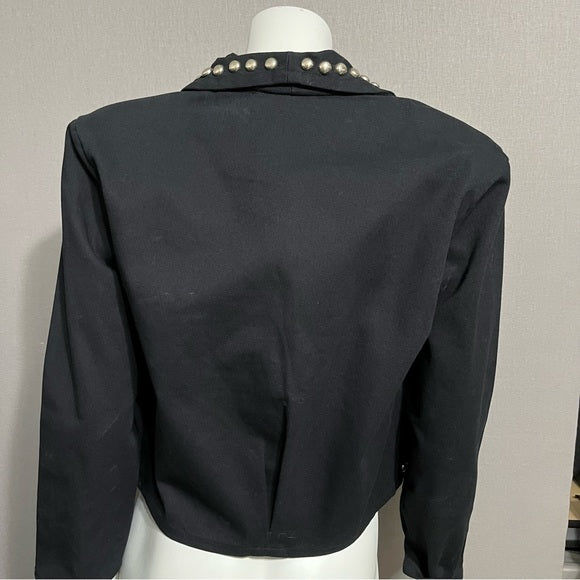 Vintage Molato Black Cotton With Rhinestones Jacket Sz-Medium