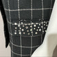 Vintage Criscione Black Windowpane Jeweled Wool Silk Blazer Sz-Large