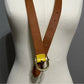 Vintage Rough Roses Mustard Yellow Leather Belt Sz-Medium