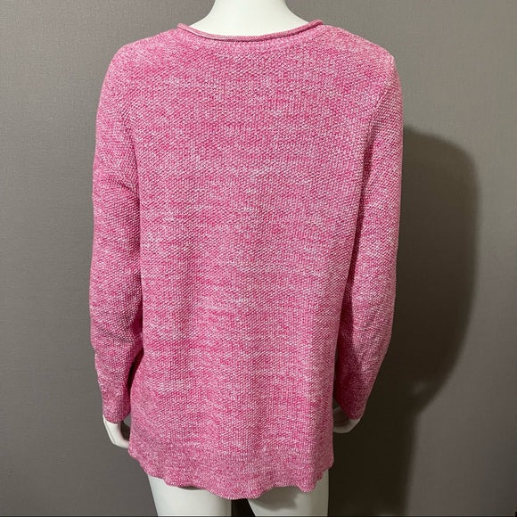 Croft & Barrow Pink V-Neck Marled Sweater Sz-1X