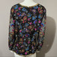 Vintage Sequin Silk Black With Sheer Sleeve Sweatheart Neckline Sz-Xtra Large