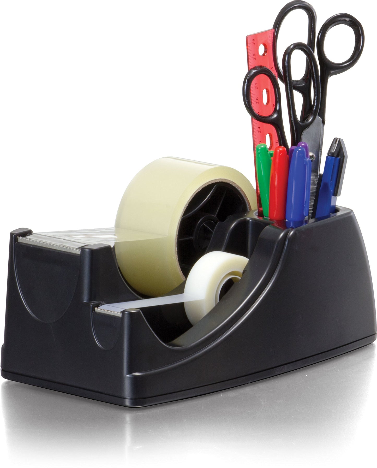 Officemate Heavy Duty Weighted 2-in-1 Tape Dispenser, BLACK