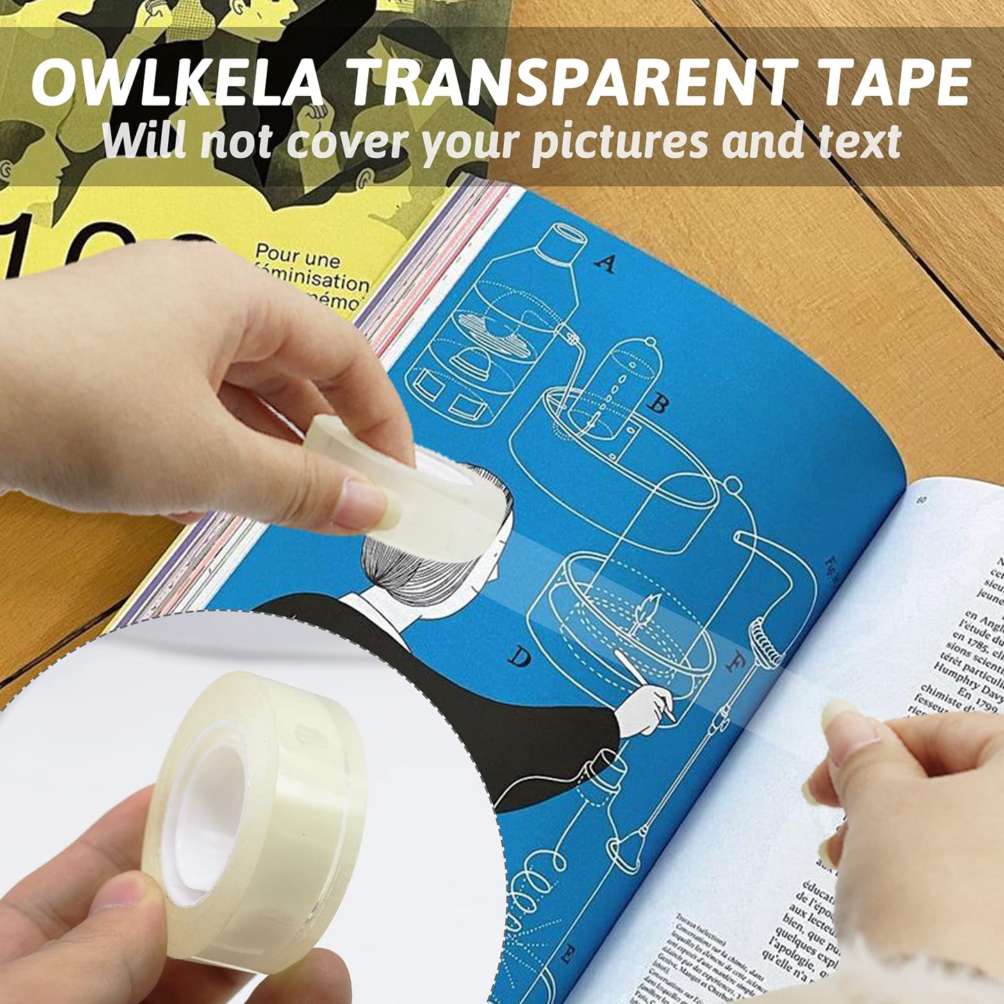 OWLKELA 6 Rolls Transparent Tape Refills, Clear Tape