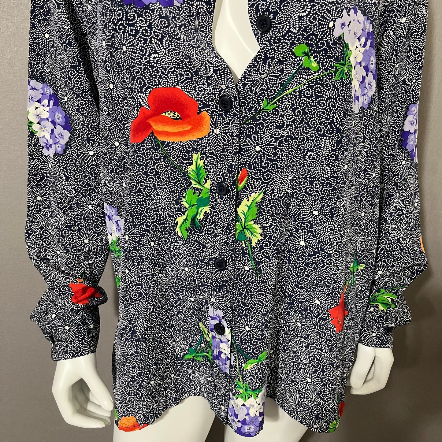 Silk Diane Von Furstenberg Floral Print Button Down Blouse Sz-Medium