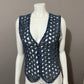 Vintage Denim Rare Open Stitched Cotton Vest Sz-Medium