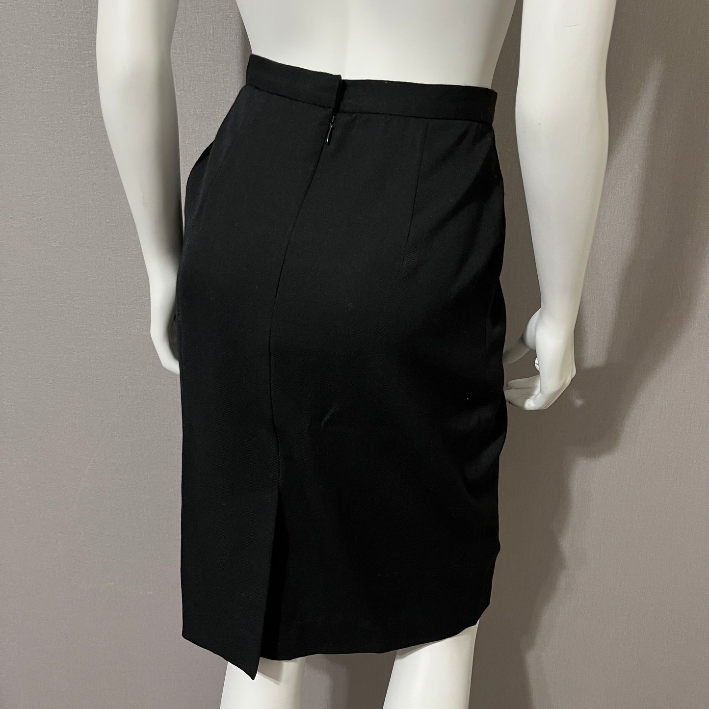 Vintage J.H. Collectibles Black Wool Pencil Skirt Sz-6