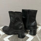 Enzo Angiolini Black Leather Square Toe Ankle Platform Boot Sz- 6 1/2M