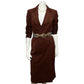 Vintage Count Romi Chocolate Brown Ultra Suede 2 Pc Skirt Suit Sz-4-6