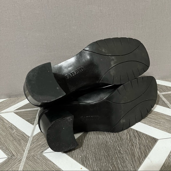 Enzo Angiolini Black Leather Square Toe Ankle Platform Boot Sz- 6 1/2M