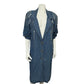 Vintage Panorama Denim Jeweled Cotton Long Sleeve Midi Dress Sz-Large