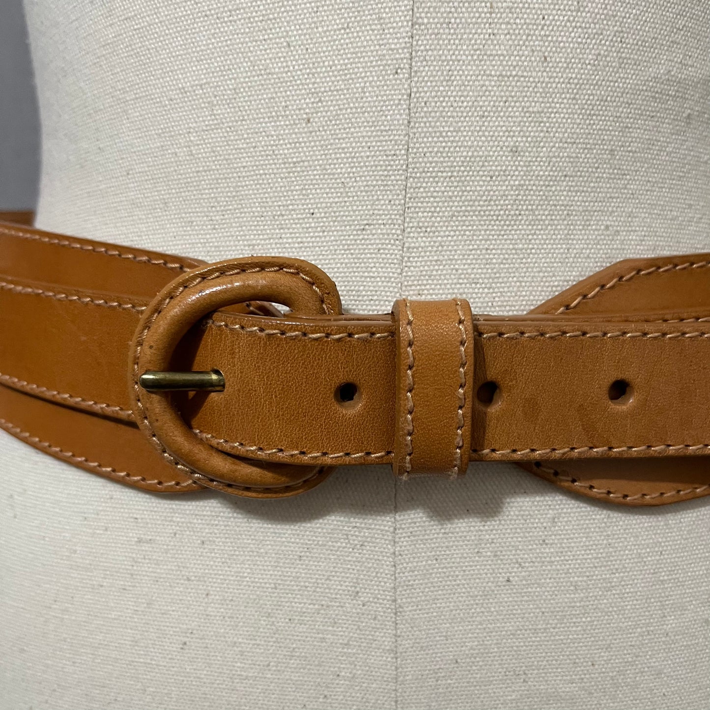 Vintage Anne Klein Camel Brown Genuine Leather Belt Sz-Large