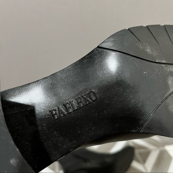 Enzo Angiolini Black Leather Square Toe Ankle Platform Boot Sz- 6 1/2M