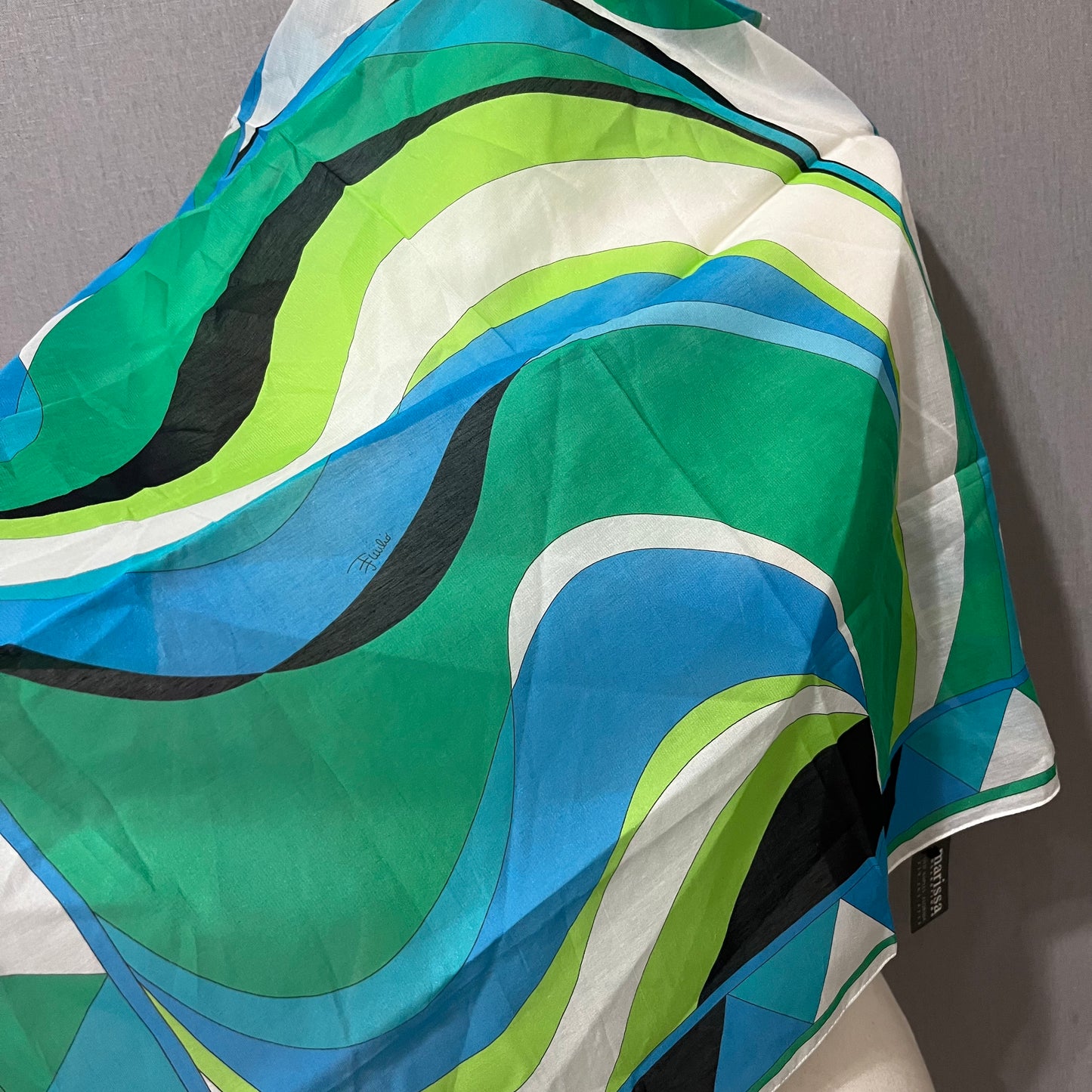 Emilio Pucci Multicolored Abstract Cotton Silk Blend Scarf NWT