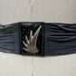 Vintage Escada Black Patent Leather With Strings Silver Hardware Belt Sz-40