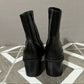 Enzo Angiolini Black Leather Square Toe Ankle Platform Boot Sz- 6 1/2M