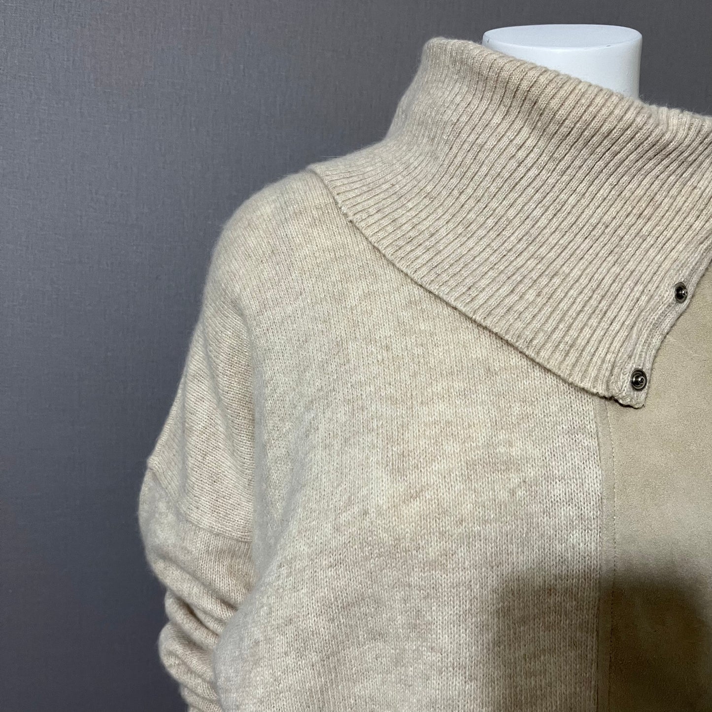 Vintage Lambswool / Angora / Suede Leather Turtleneck Sweater Sz-Medium