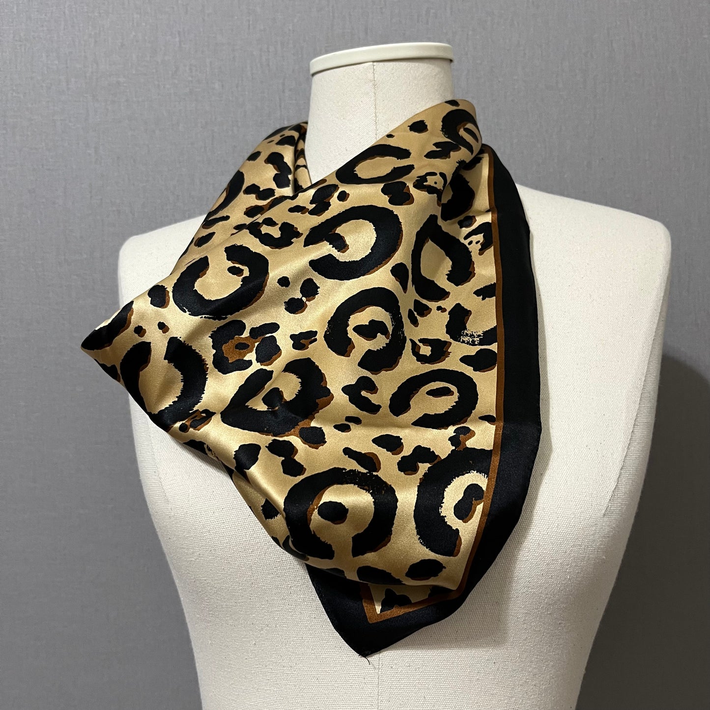 Coach Brown/ Black 100% Silk Cheetah Print Scarf