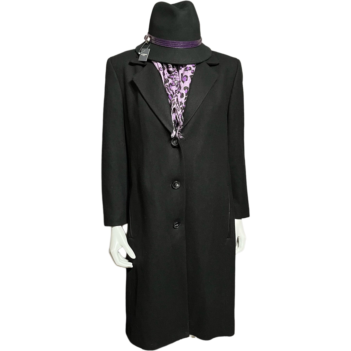 DKNY Black Wool Blend Coat