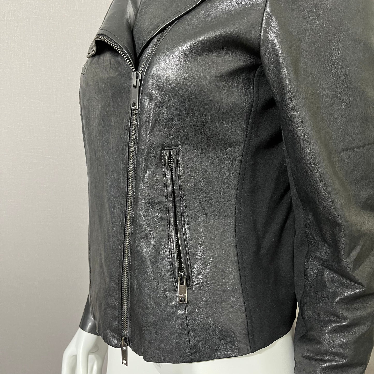 DKNY Lamb Skin Leather Moto Jacket Sz-Medium