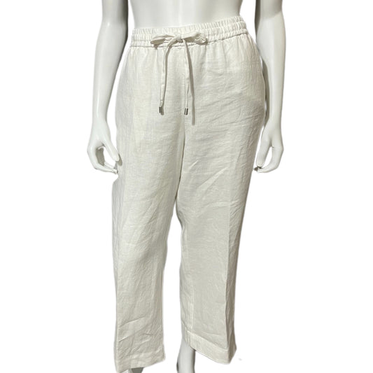 Tommy Bahama White 100% Linen Drawstring Cropped Pants Sz-Large