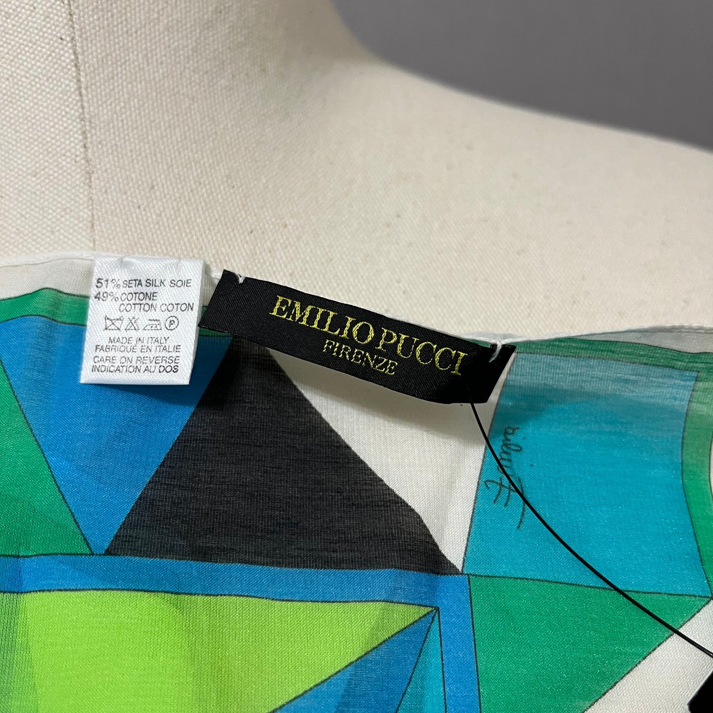 Emilio Pucci Multicolored Abstract Cotton Silk Blend Scarf NWT