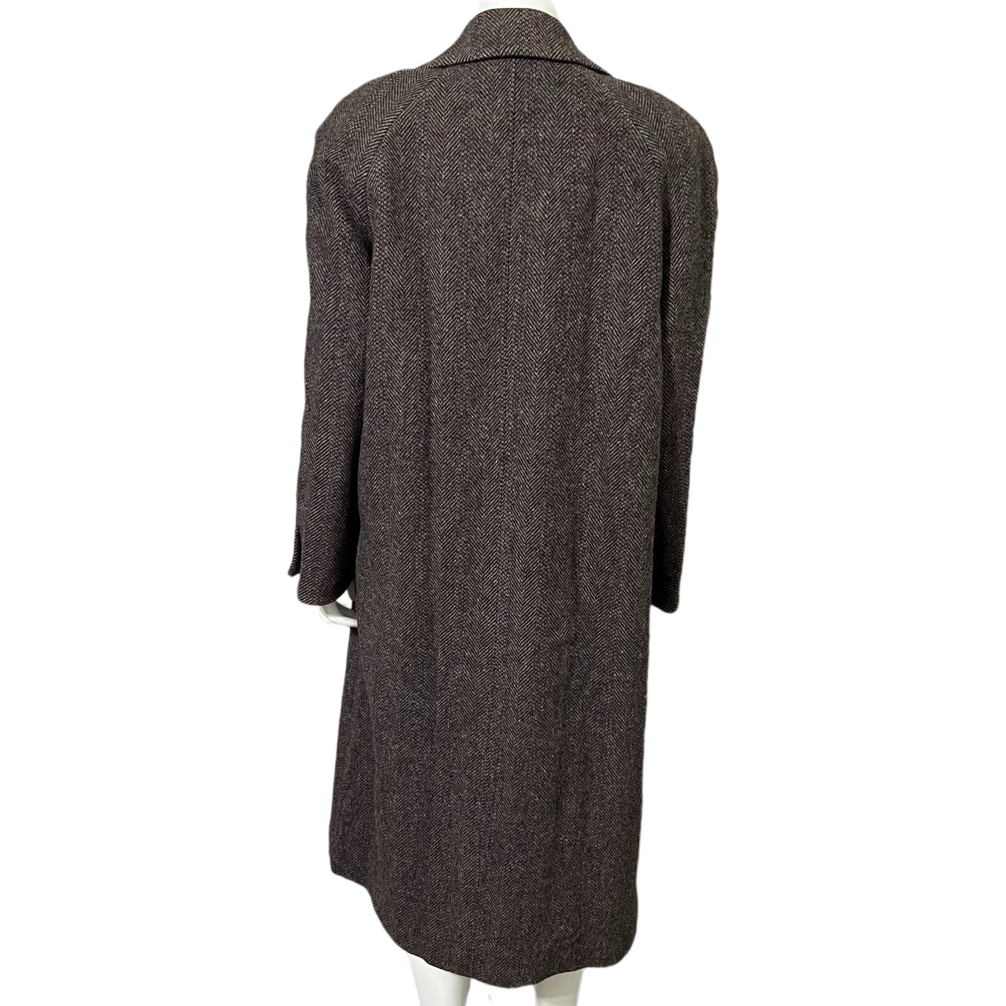 Vintage J.G Hook Herringbone Longline Pure Wool Coat Sz-Large/Xtra Large