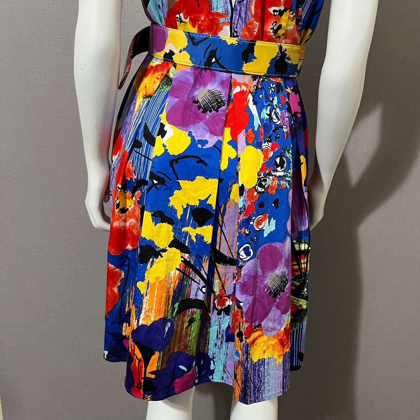 Spense Multicolored Sleeveless Print Cotton Dress Sz-Large